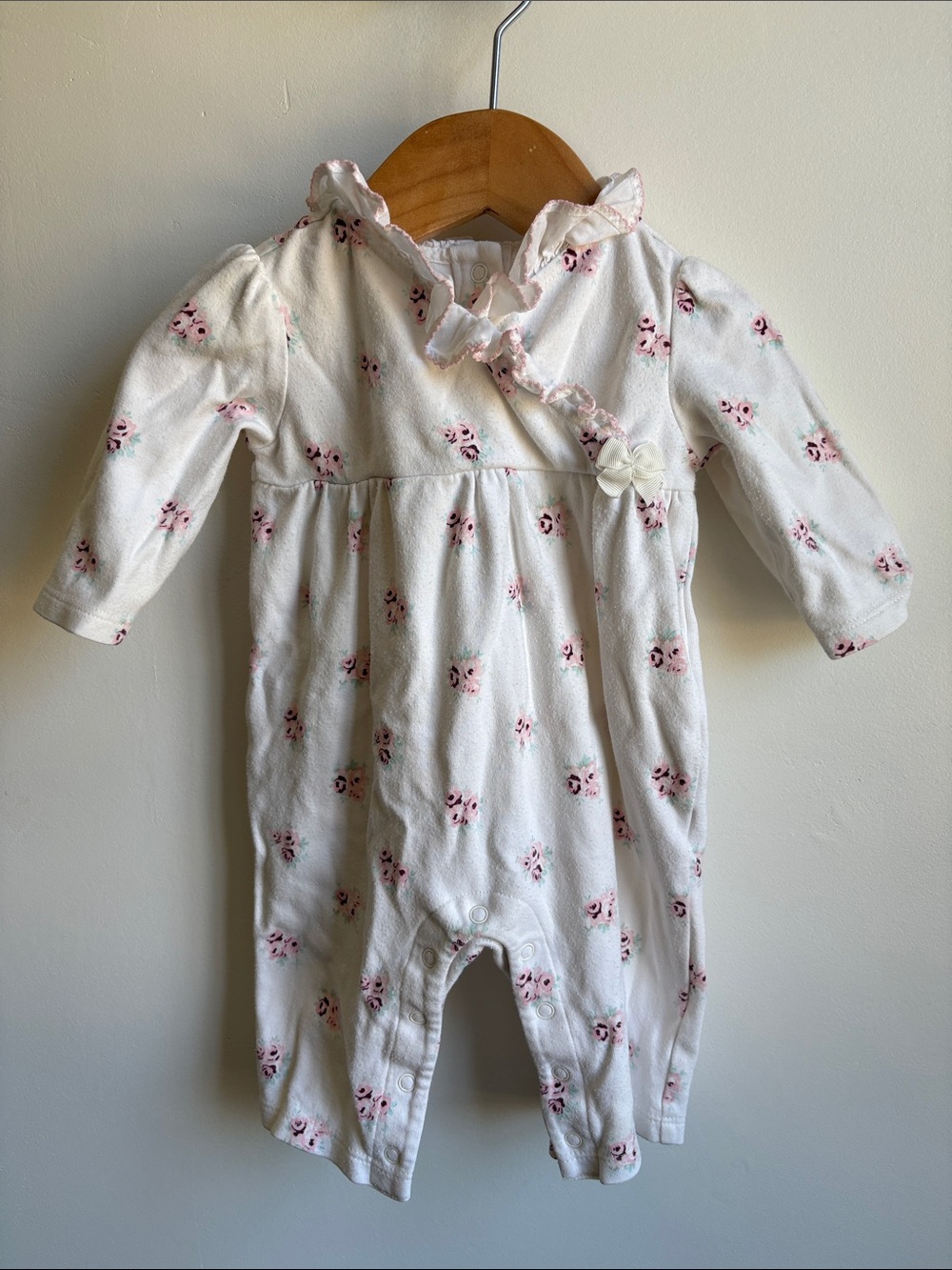 Janie and Jack White One-Piece with Pink Floral Trim